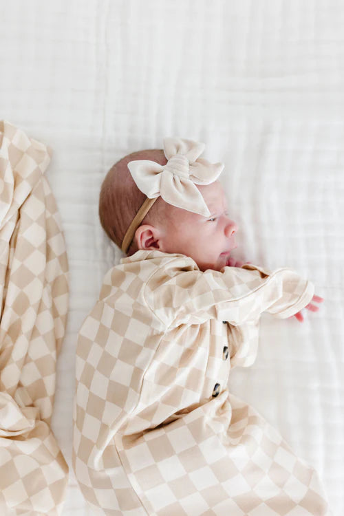 Velvet - Latte Bow Headband - Large