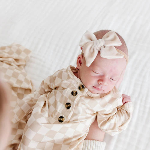 Velvet - Latte Bow Headband - Large