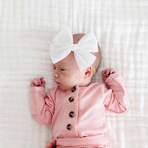 Tulle Bow - White Headband - Large