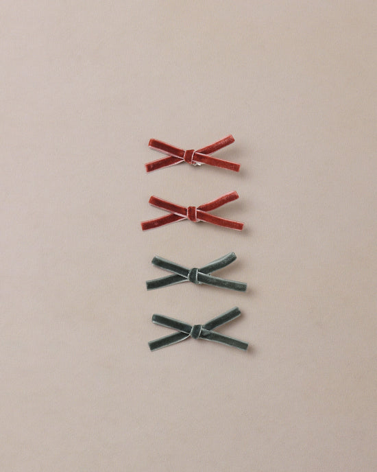 Mini Ribbon Bows - Green , Ruby