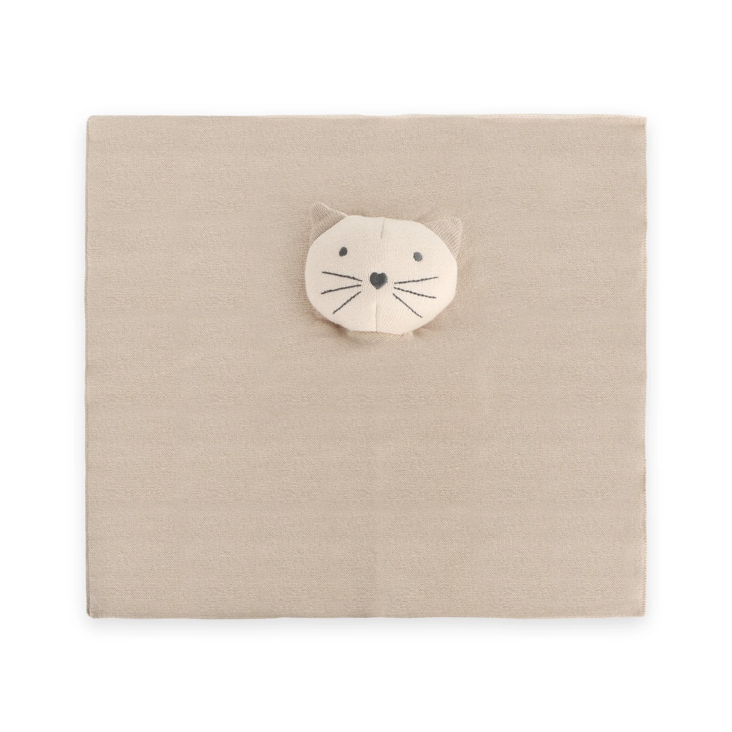 Organic Baby Lovey Security Blanket - Tan Kitty Cat