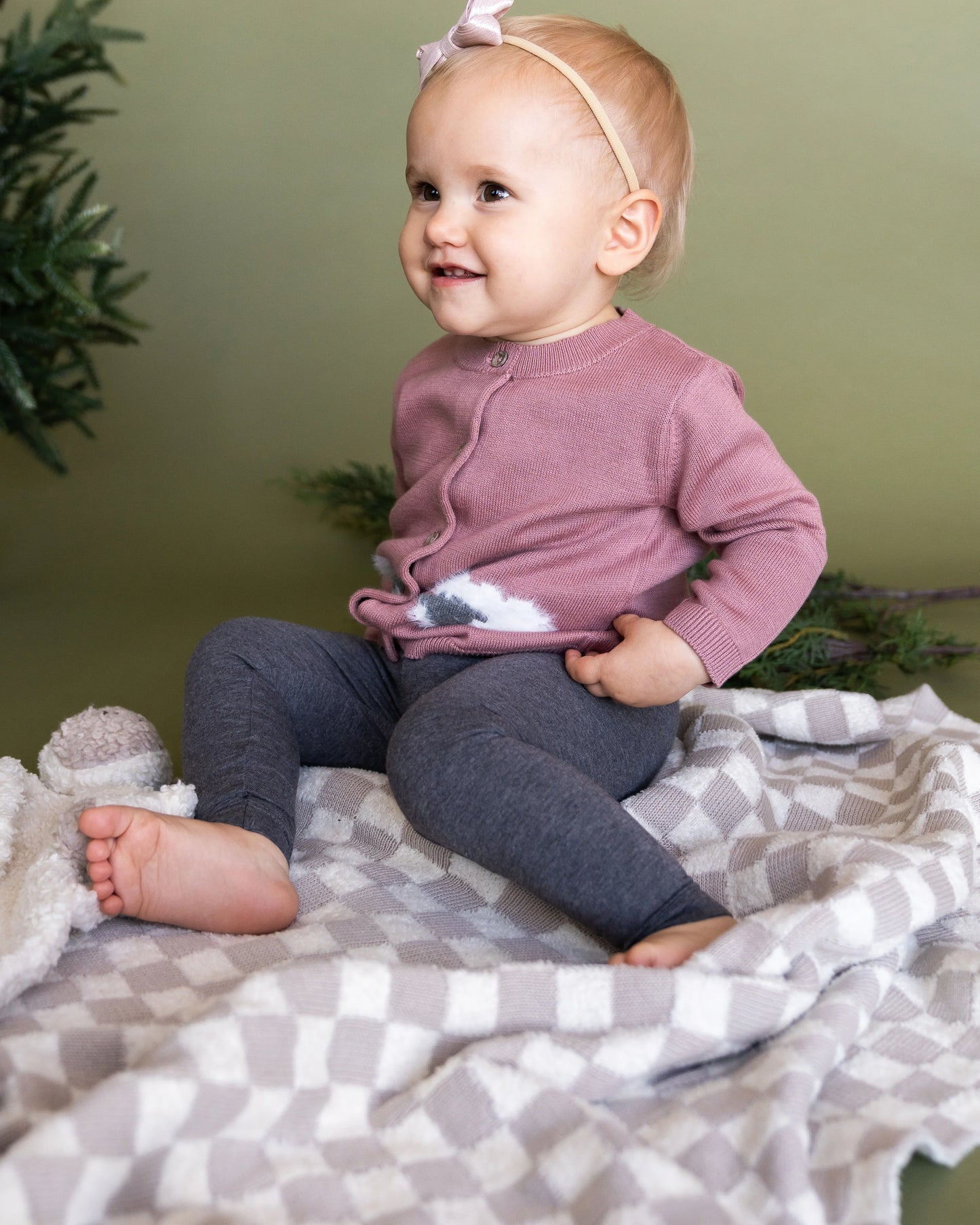 Terry Knit Baby Blanket - Blush Check