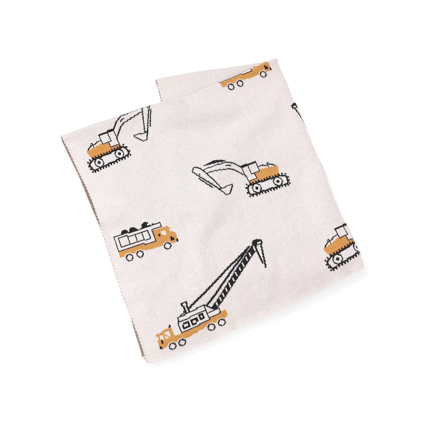 Construction Trucks - Organic Cotton Jacquard Sweater Knit Baby Blanket