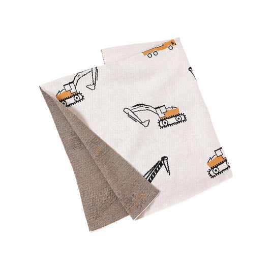 Construction Trucks - Organic Cotton Jacquard Sweater Knit Baby Blanket