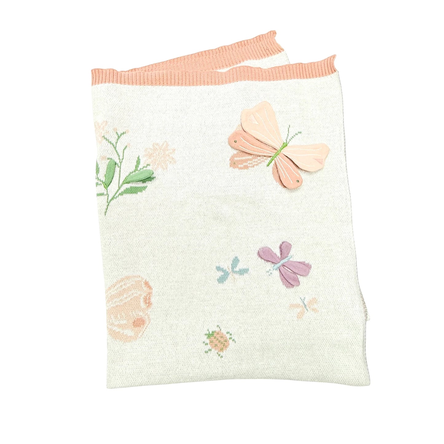Bloom Butterfly 3D - Organic Cotton Jacquard Sweater Knit Baby Blanket