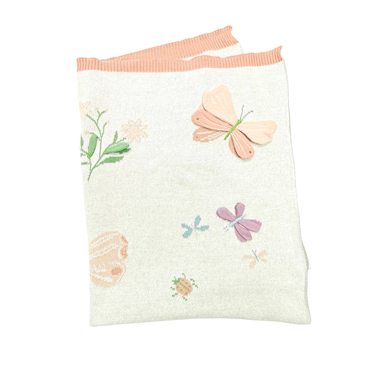 Bloom Butterfly 3D - Organic Cotton Jacquard Sweater Knit Baby Blanket