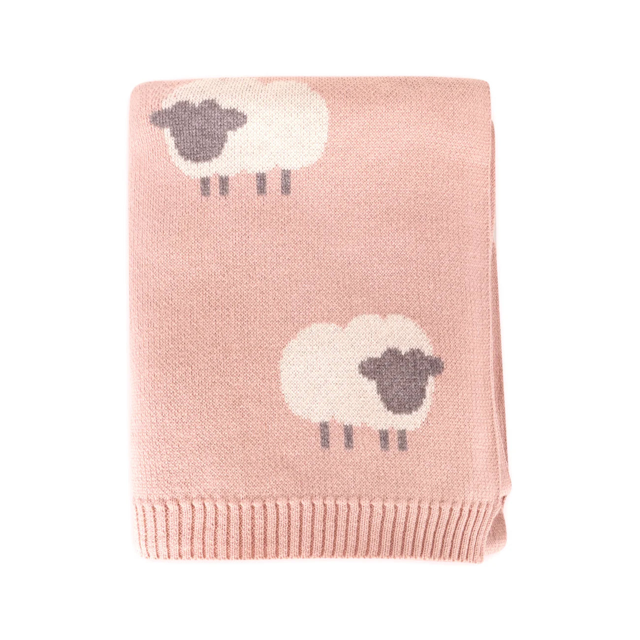 Pink Woolly Lamb 3D - Organic Cotton Jacquard Knit Baby Blanket - Rosewood Pink