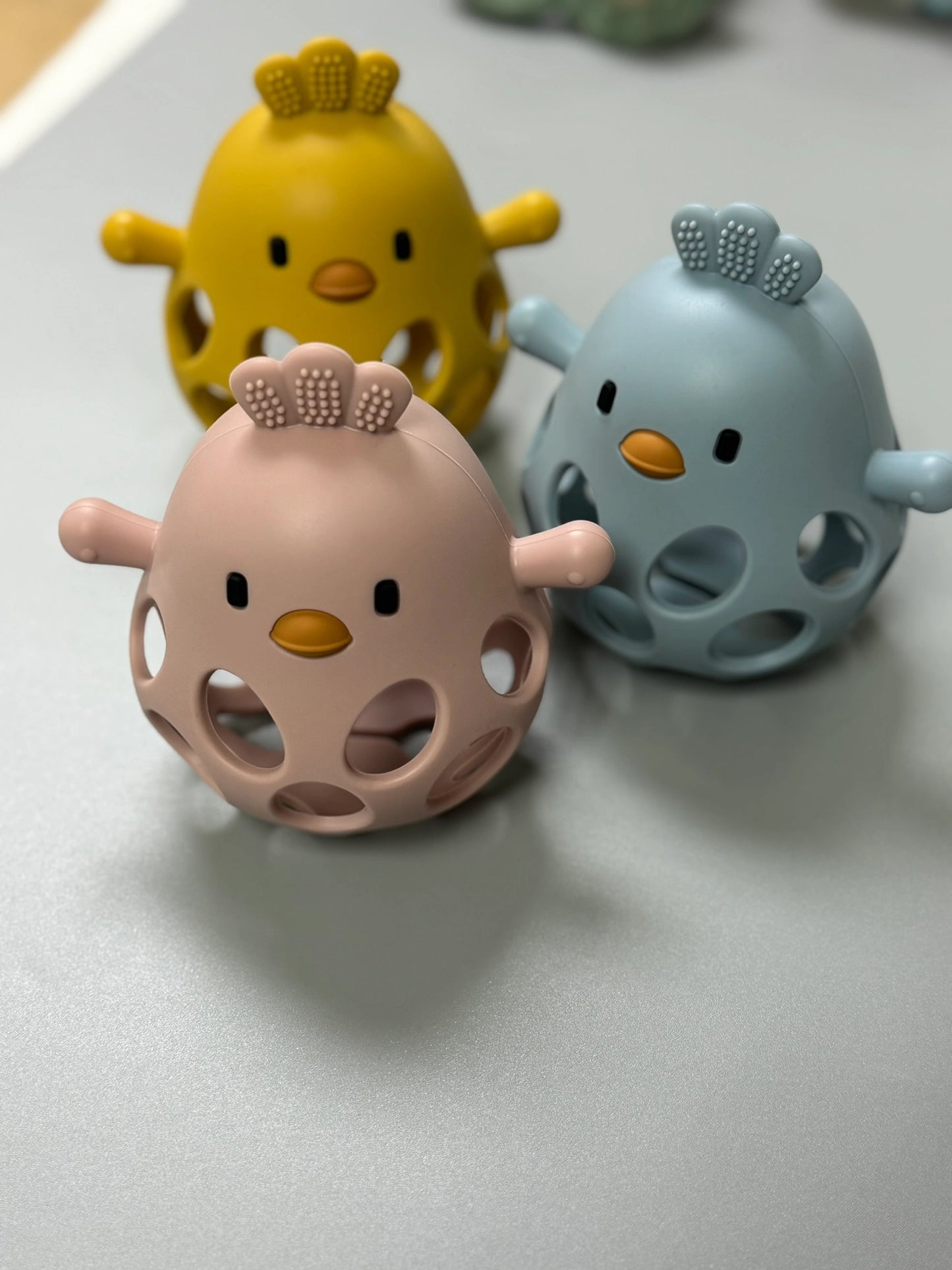 Chicken 3D Silicone Teether - Misty Rose