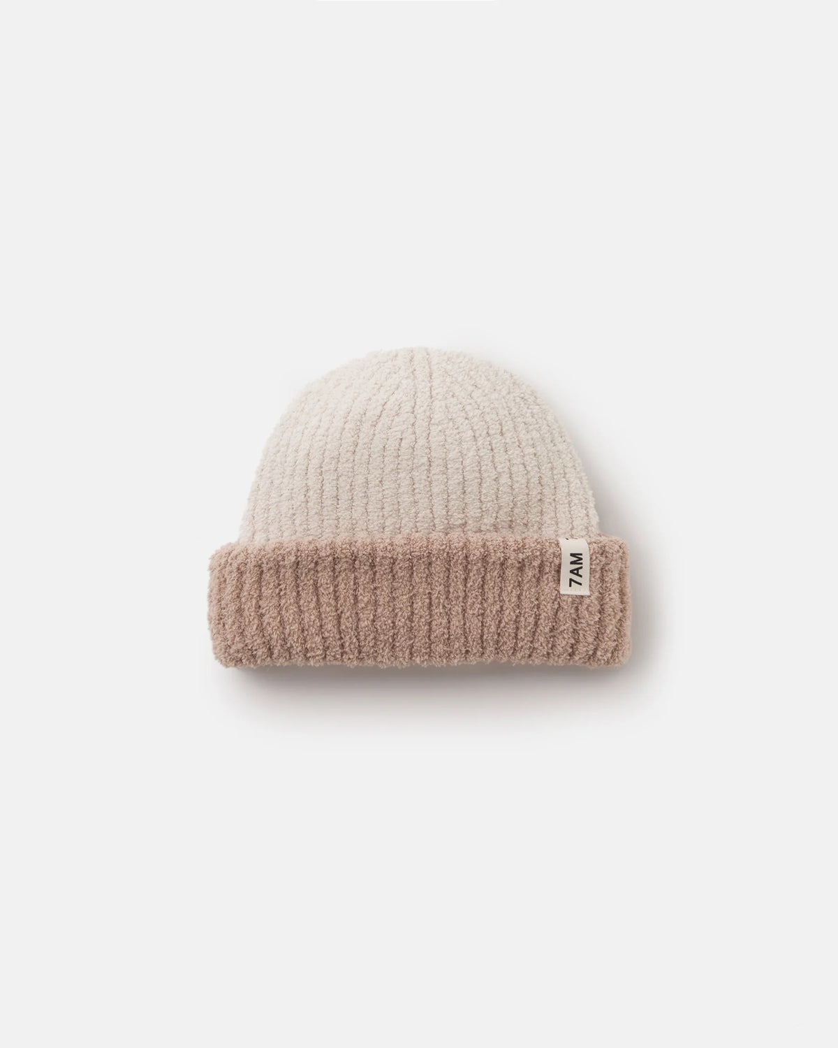 Two Tone Ribbed Beanie Fuzzy