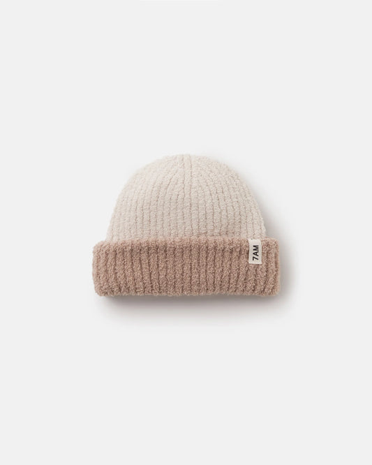 Two Tone Ribbed Beanie Fuzzy