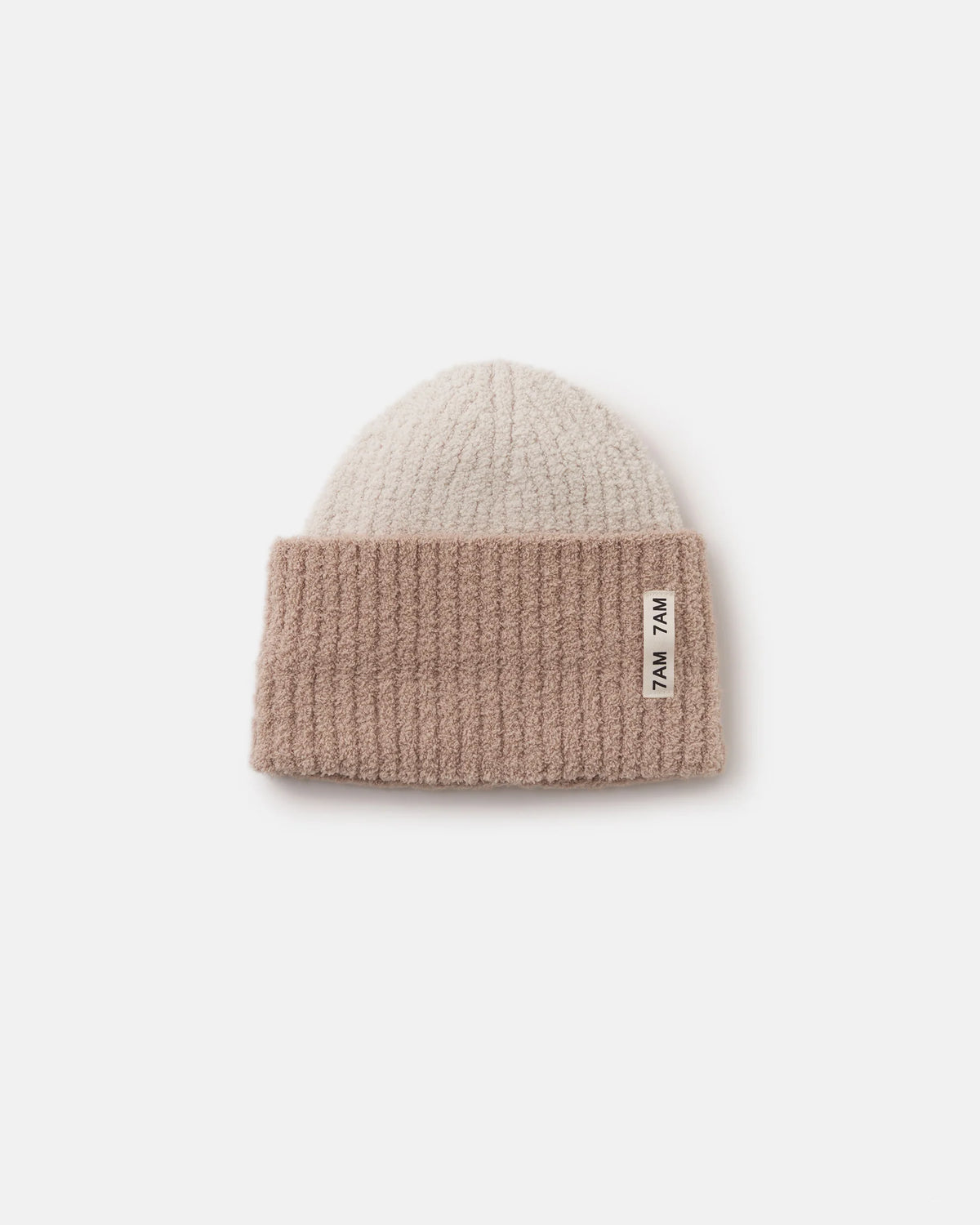 Two Tone Ribbed Beanie Fuzzy