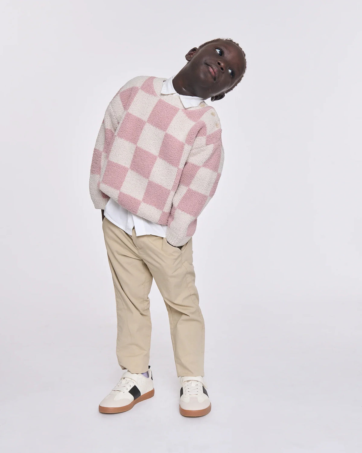 Boxy Sweater Checkers Fuzzy