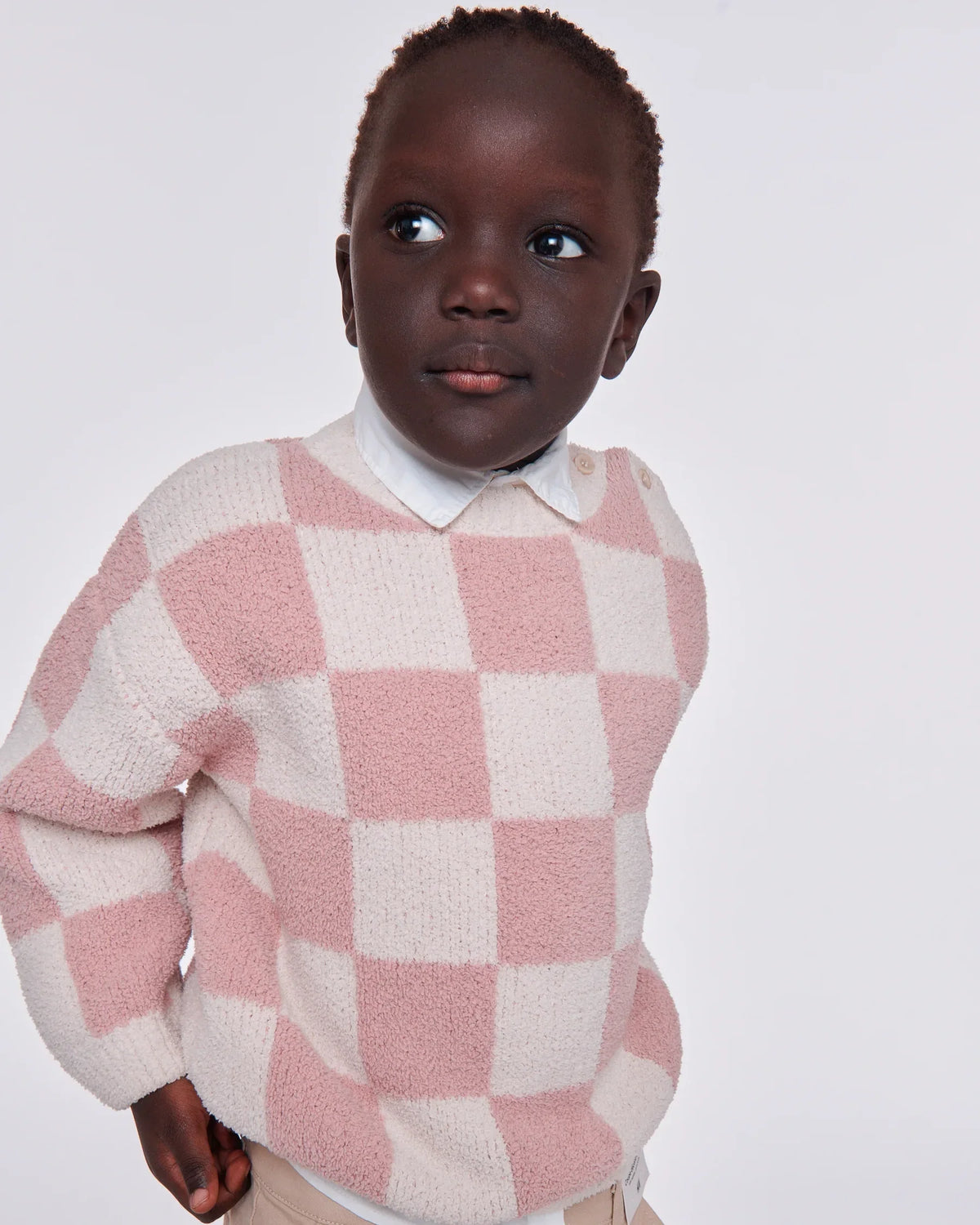 Boxy Sweater Checkers Fuzzy