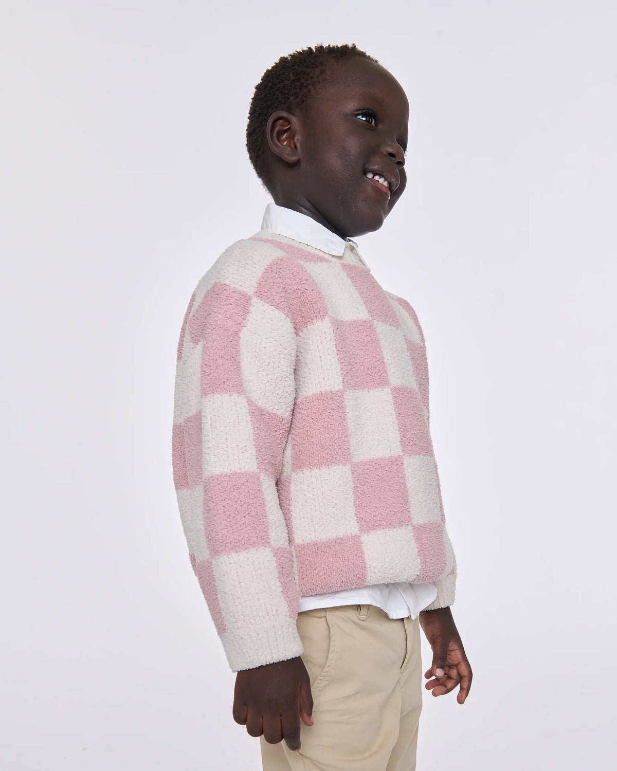 Boxy Sweater Checkers Fuzzy