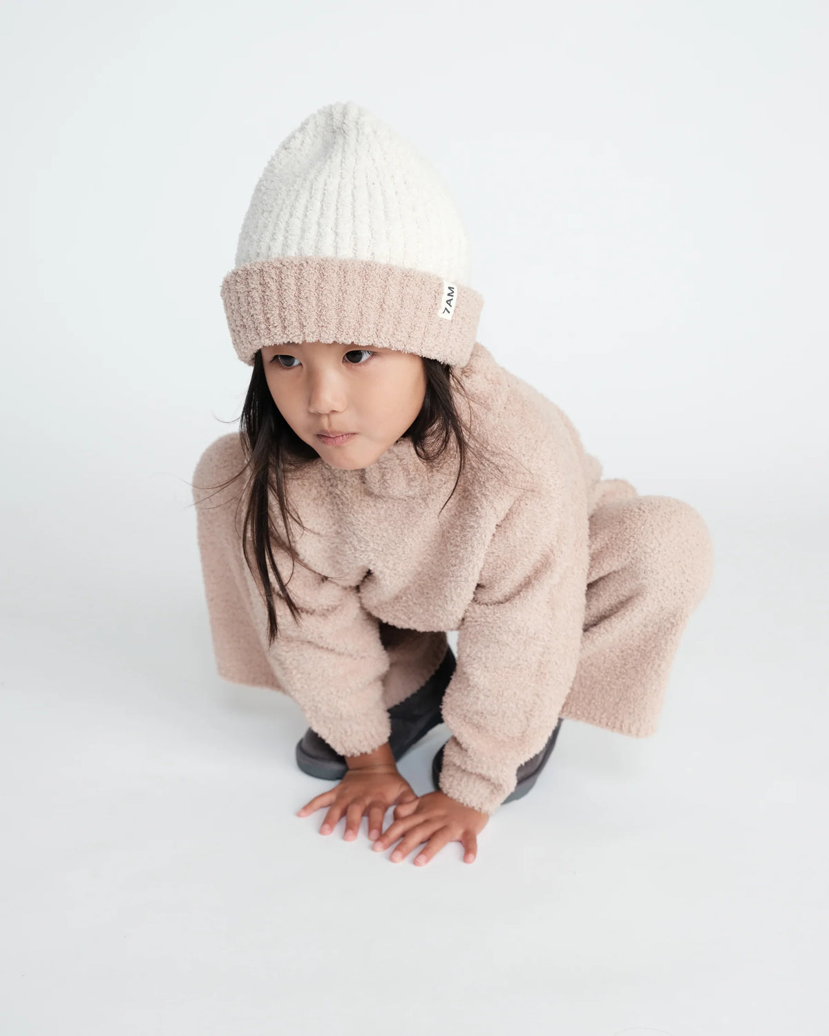 Two Tone Ribbed Beanie Fuzzy