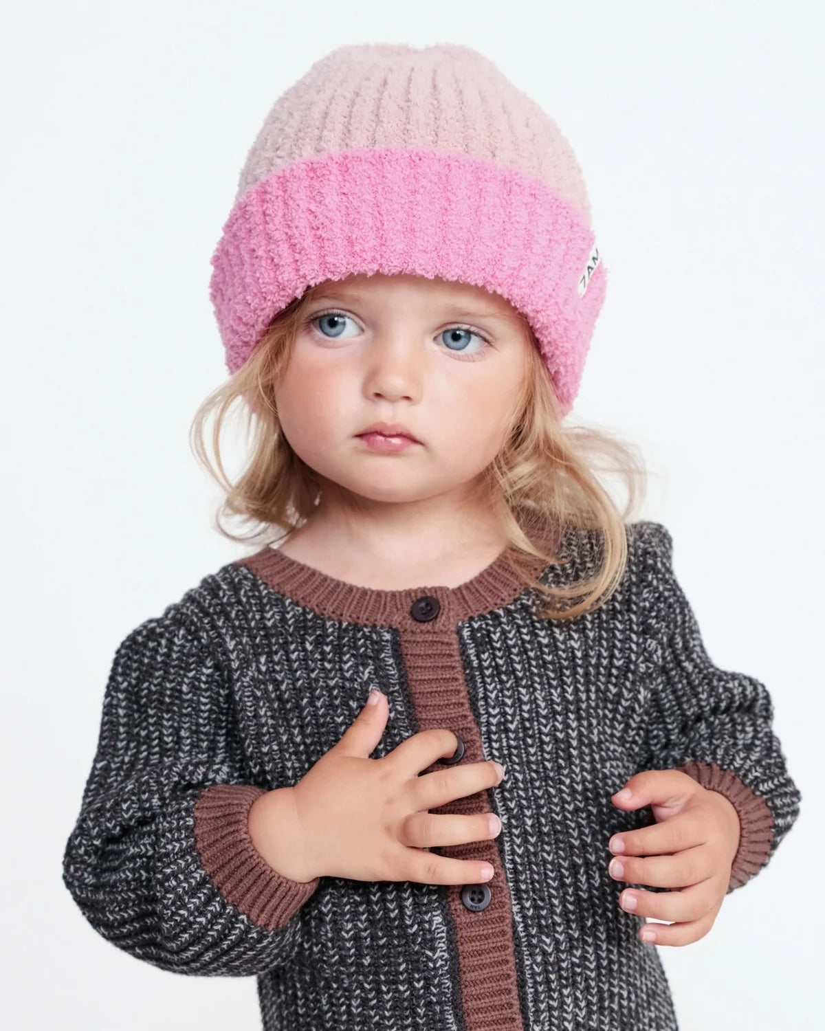 Two Tone Ribbed Beanie Fuzzy