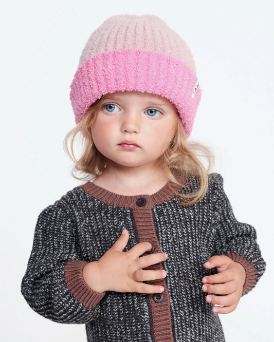 Two Tone Ribbed Beanie Fuzzy