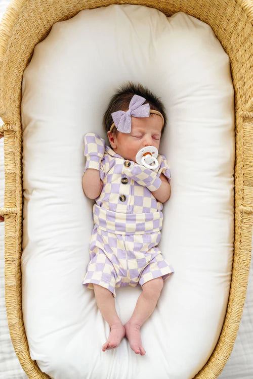 Tulle Bow - Lavender Dot Headband - Medium
