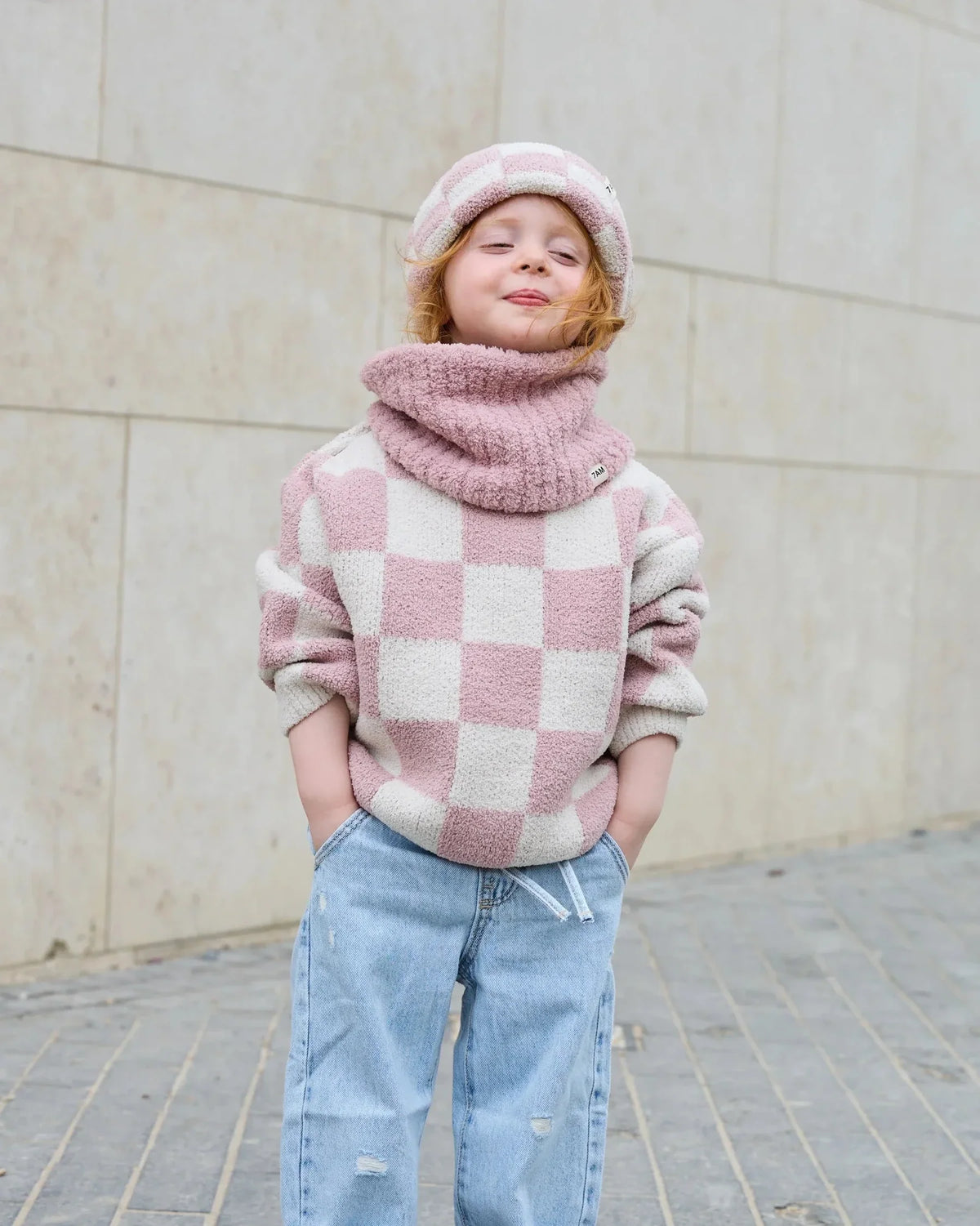 Boxy Sweater Checkers Fuzzy