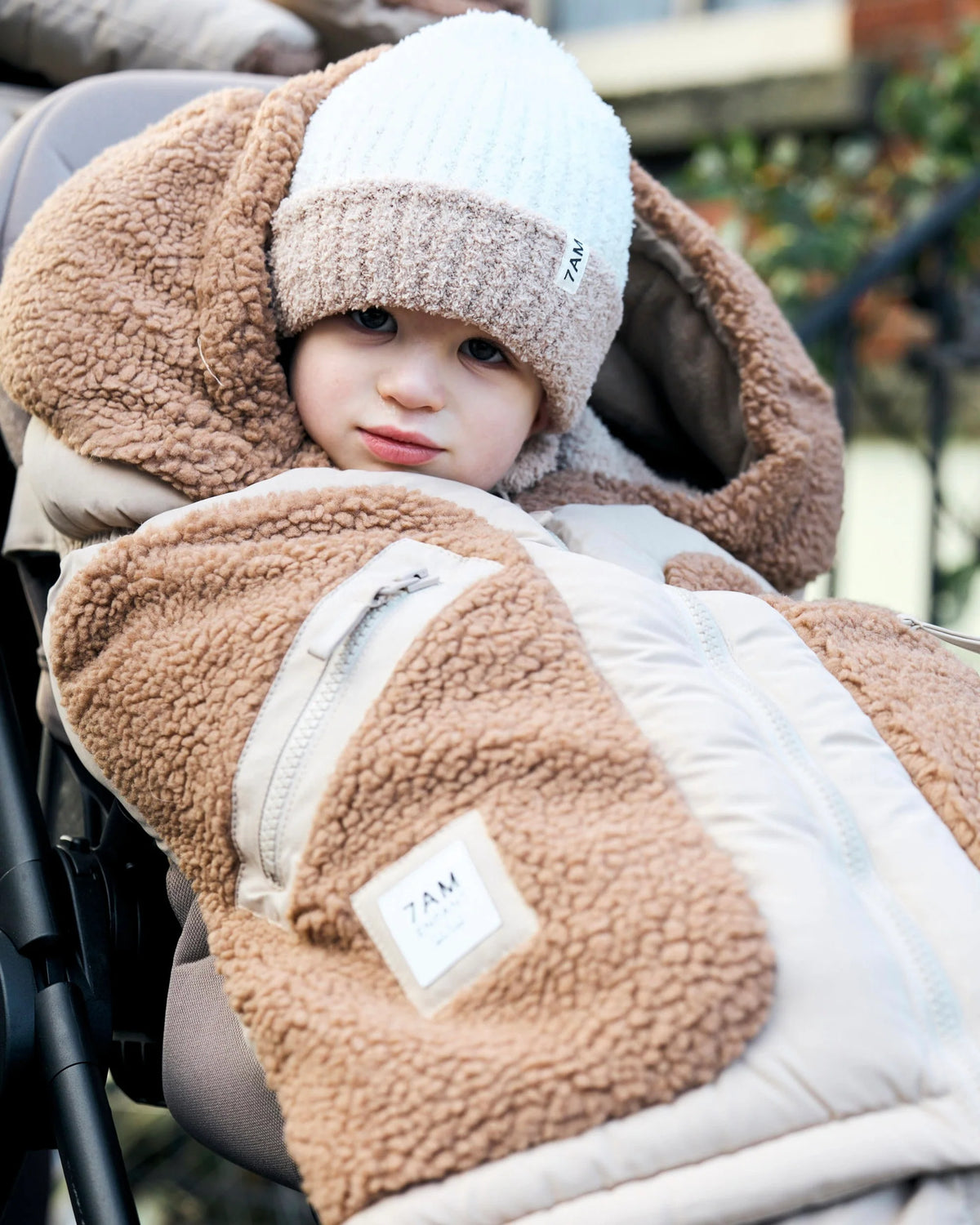 Two Tone Ribbed Beanie Fuzzy