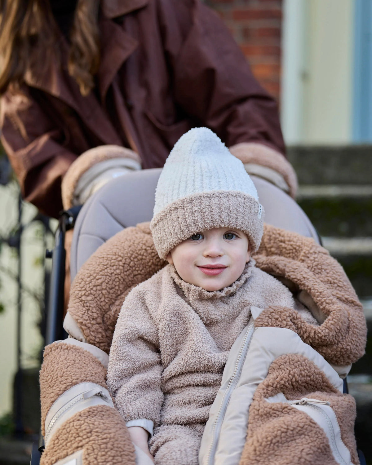 Two Tone Ribbed Beanie Fuzzy