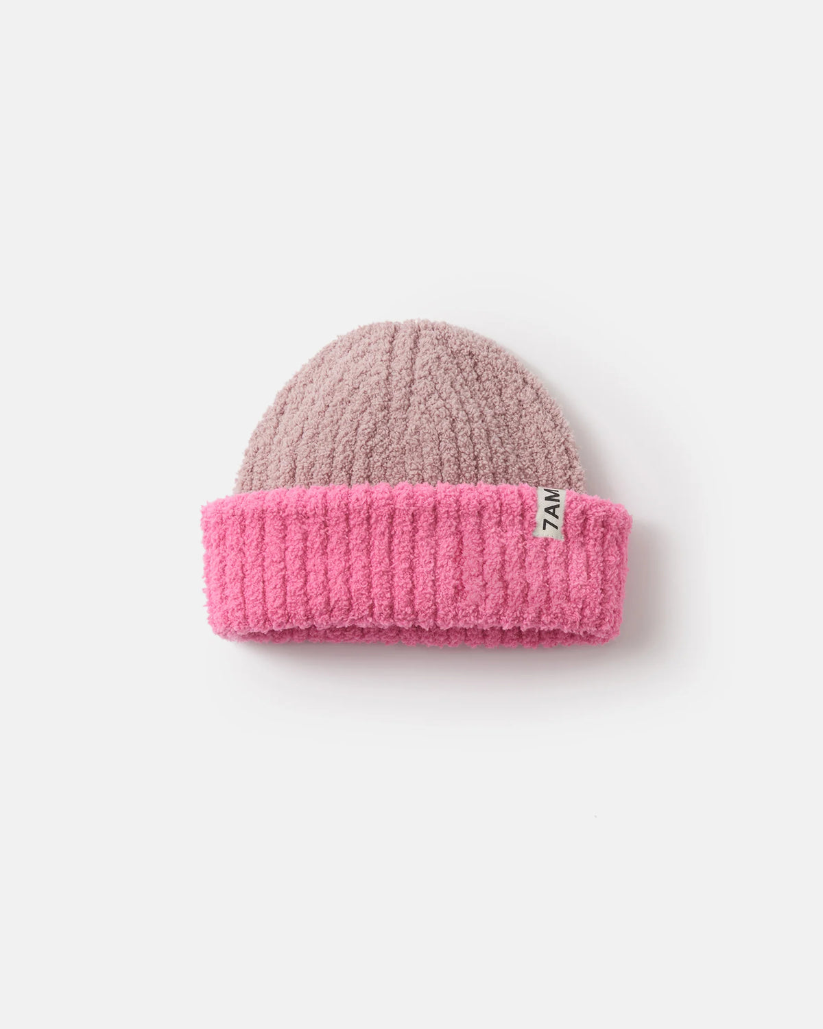 Two Tone Ribbed Beanie Fuzzy