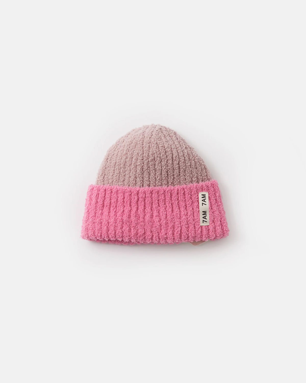 Two Tone Ribbed Beanie Fuzzy