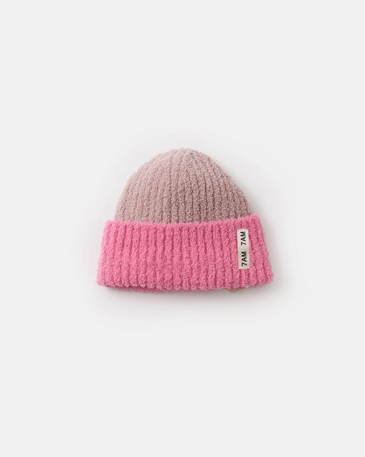 Two Tone Ribbed Beanie Fuzzy