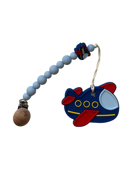 Teether & Clip Bundle - Airplane Navy