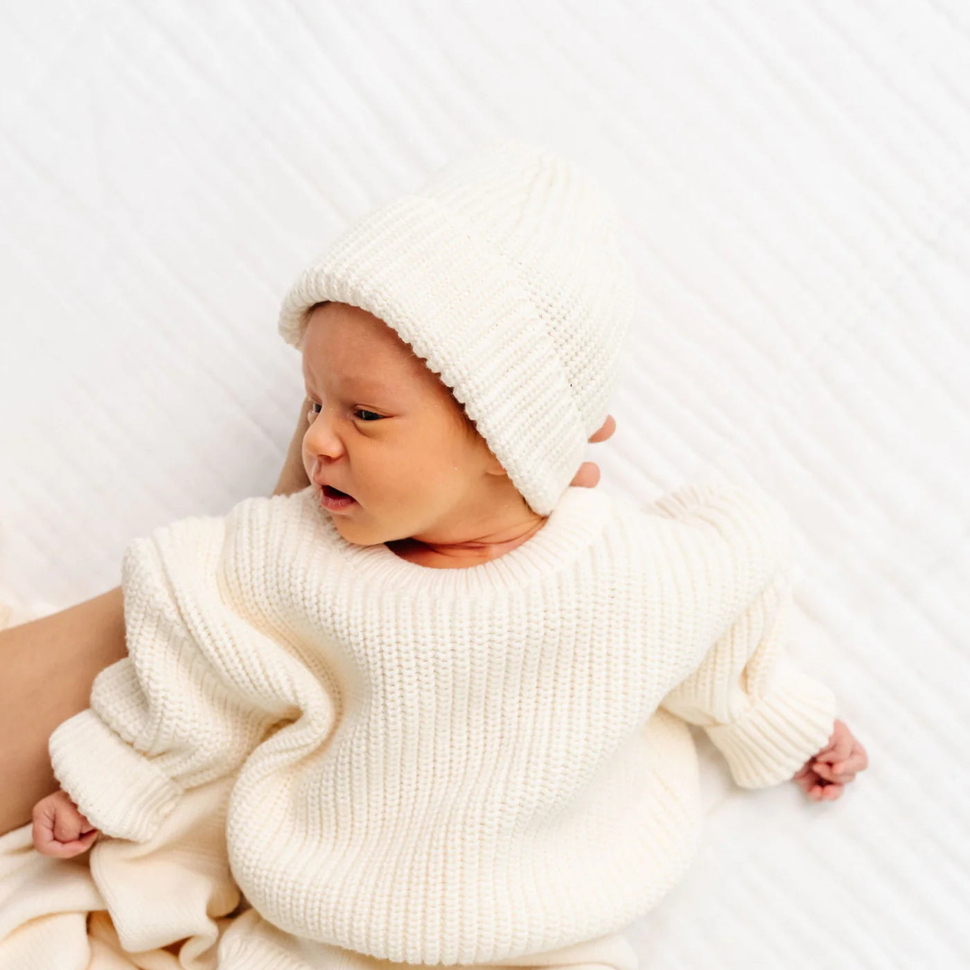 Knit Beanie - Ivory - 0-3M