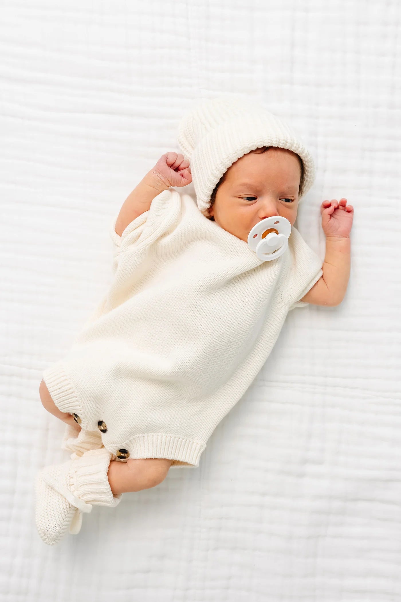 Knit Beanie - Ivory - 0-3M