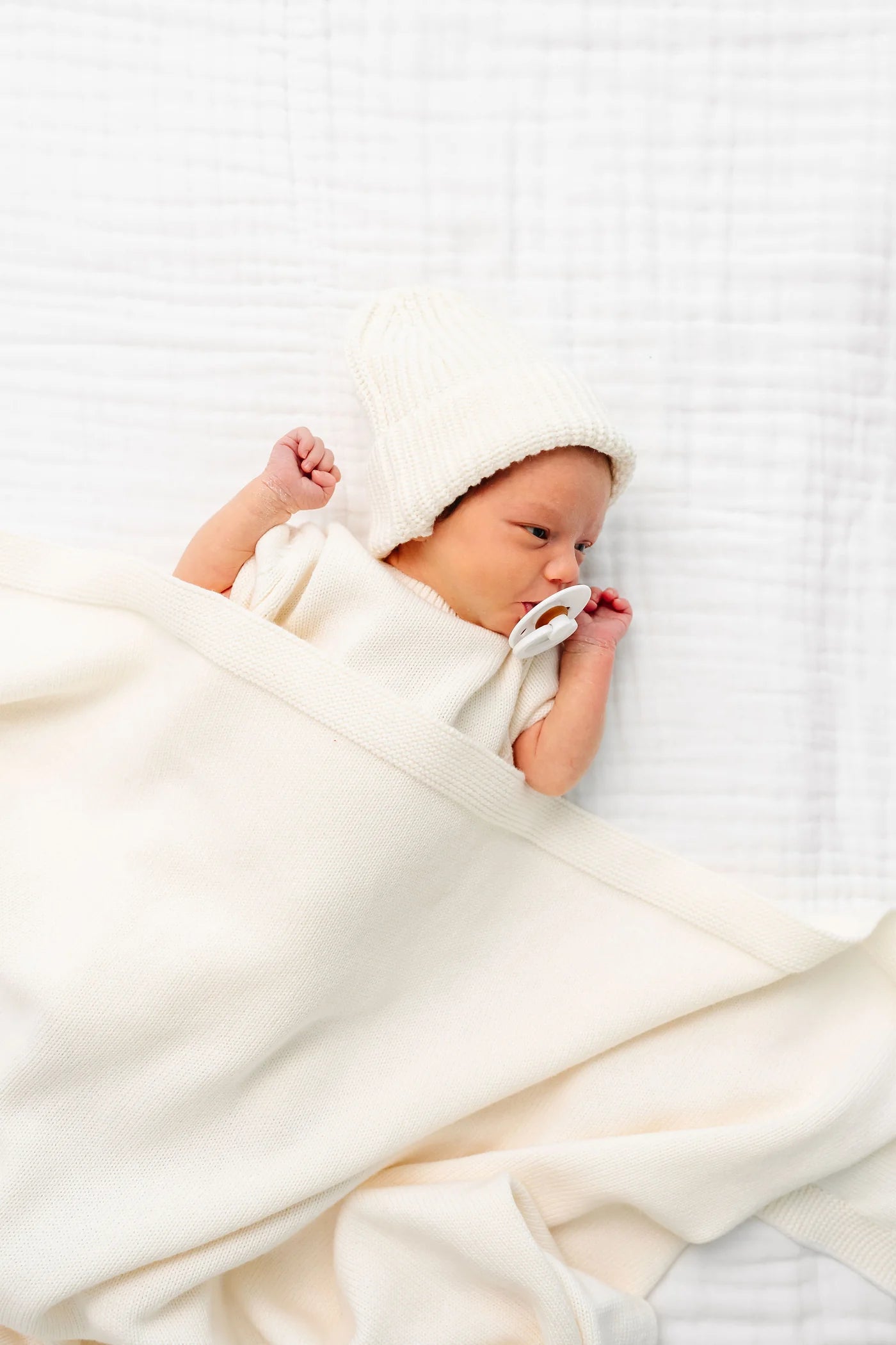 Knit Beanie - Ivory - 0-3M