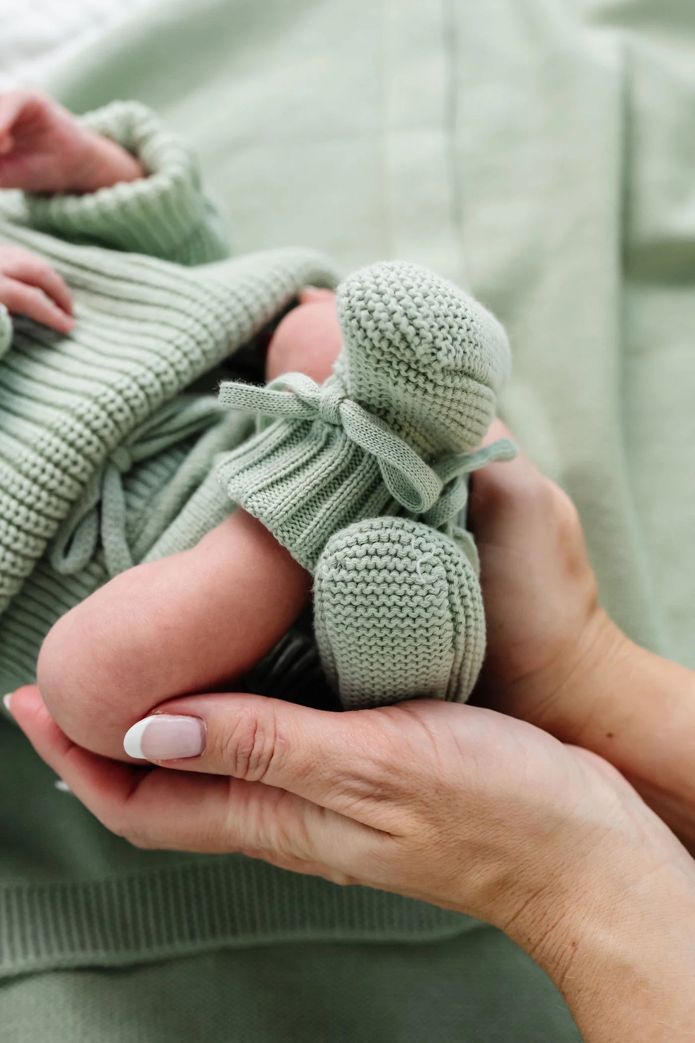 Knit Booties - Sage