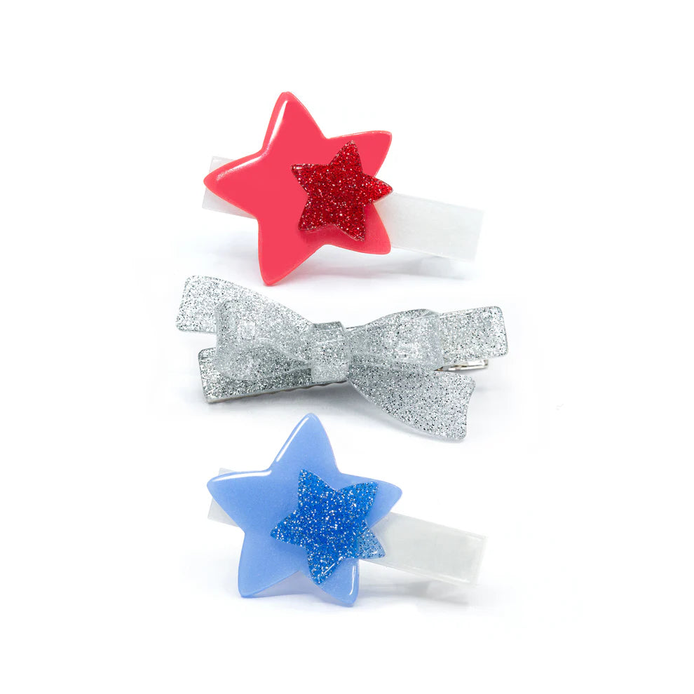 Stars Double Red Blue 4th of July Patriotic Hair Clips - SUM24