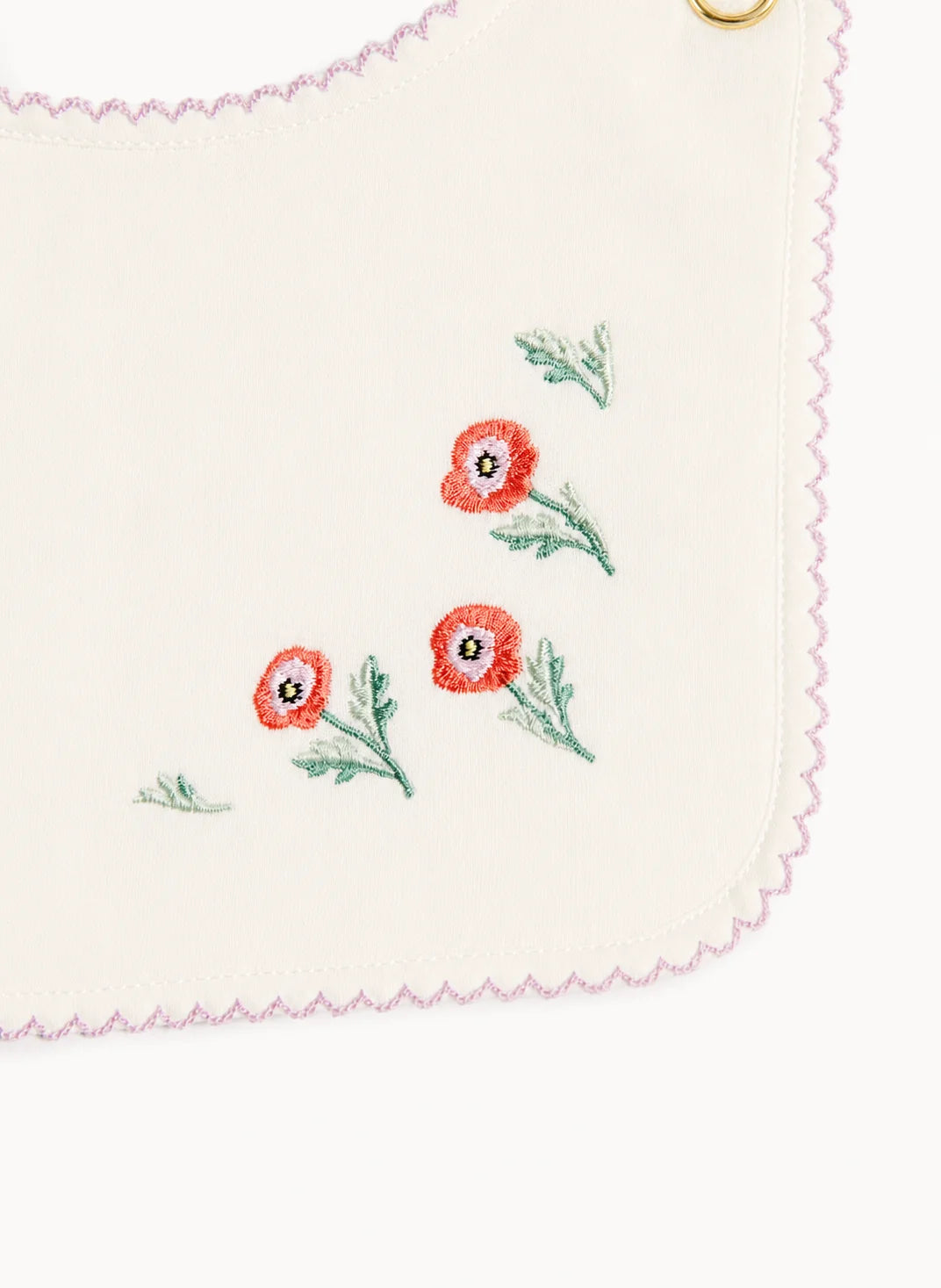Classic Baby Bib - Embroidered Poppy