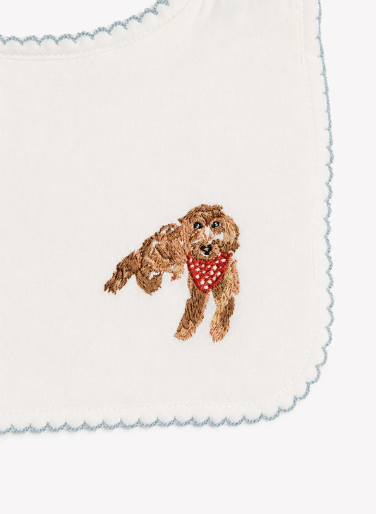 Classic Baby Bib - Embroidered Dog