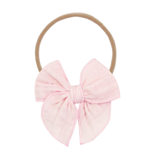 Cloud Muslin Heirloom Bow - Blush Headband