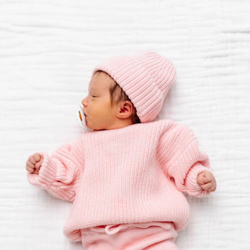 Knit Beanie - Blush - 0-3M