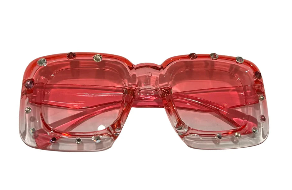 Crystalized Ombre Sunglasses - Pink and Clear