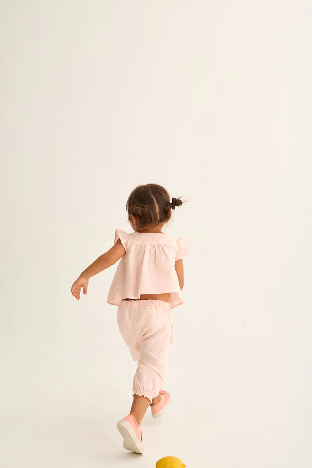 Cotton Linen Ruffle Baby Pants