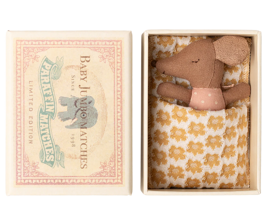 Sleepy wakey baby mouse in matchbox - Rose, yellow flowers