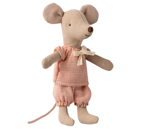Little Sister Mouse in Matchbox - Pink Gingham