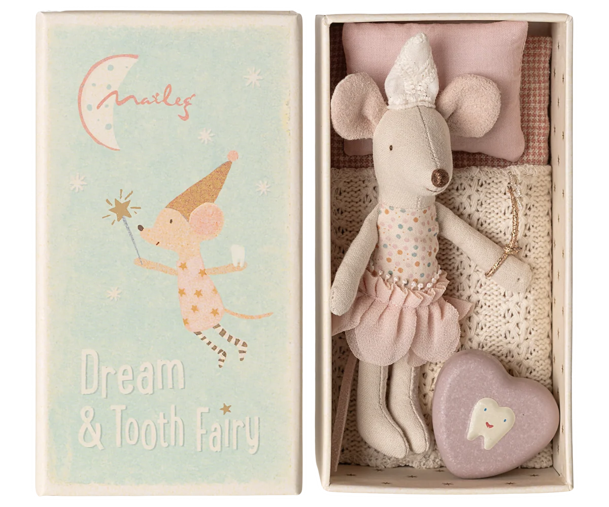 Tooth Fairy Mouse, Little Sister in Matchbox - Polka Dot Top