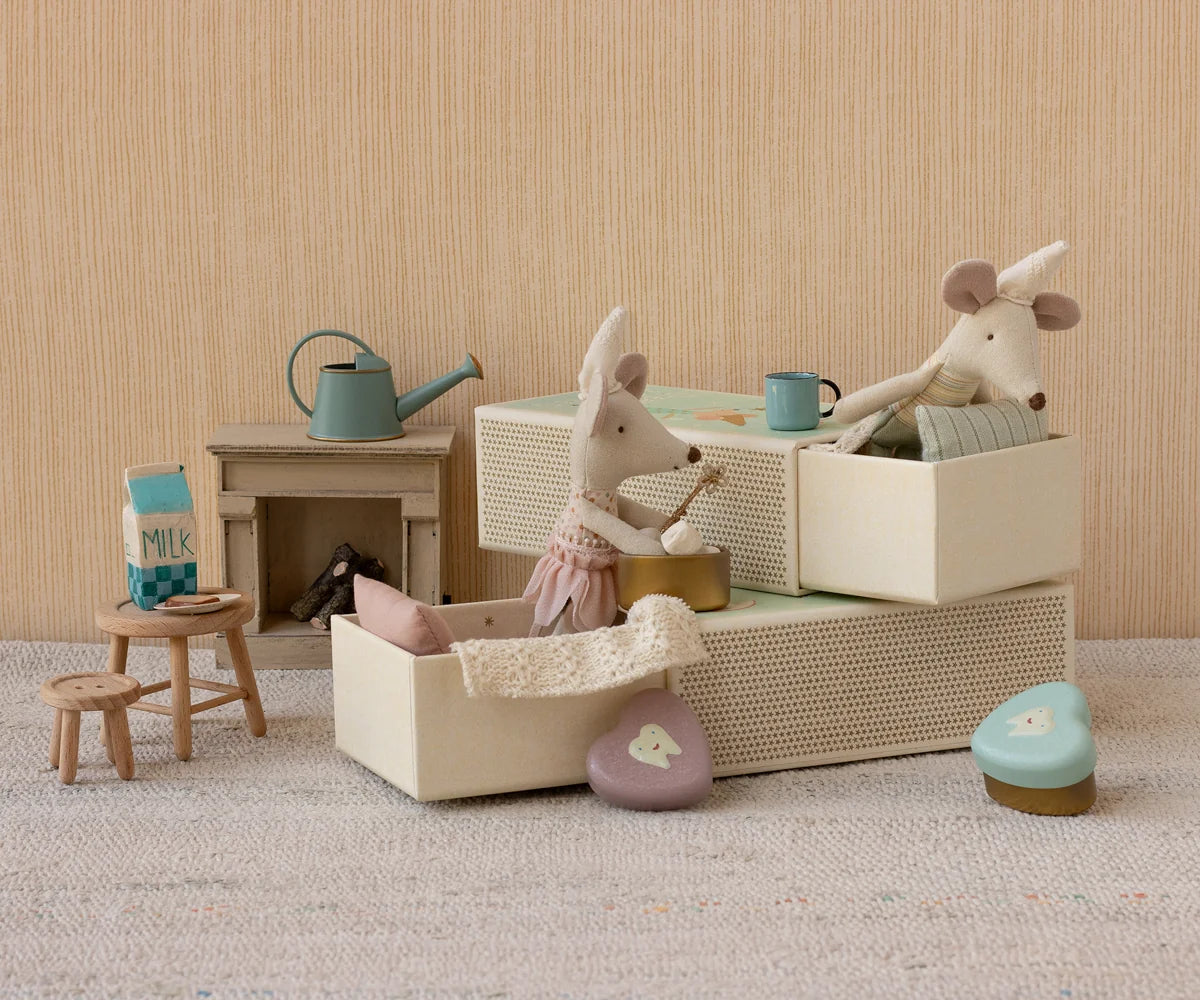 Tooth Fairy Mouse, Little Sister in Matchbox - Polka Dot Top