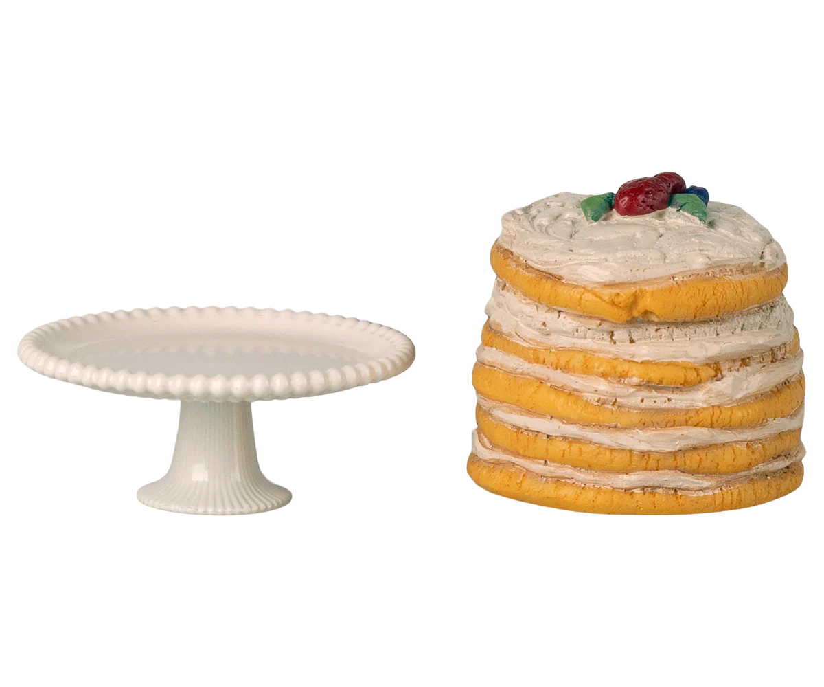 Party cake and cake stand, Mouse - Off White