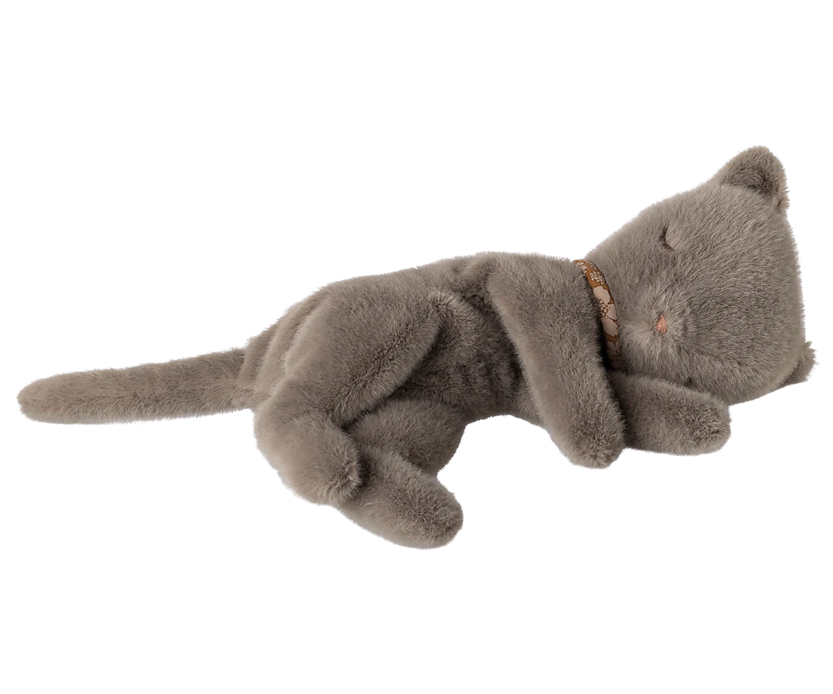 Sleeping Kitten Plush, Small - Gray
