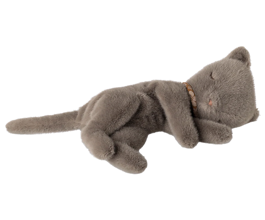 Sleeping Kitten Plush, Small - Gray