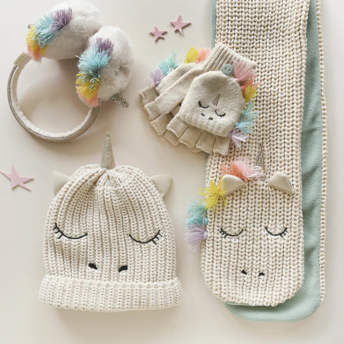 Rainbow Unicorn Knitted Gloves (3-6 Years)