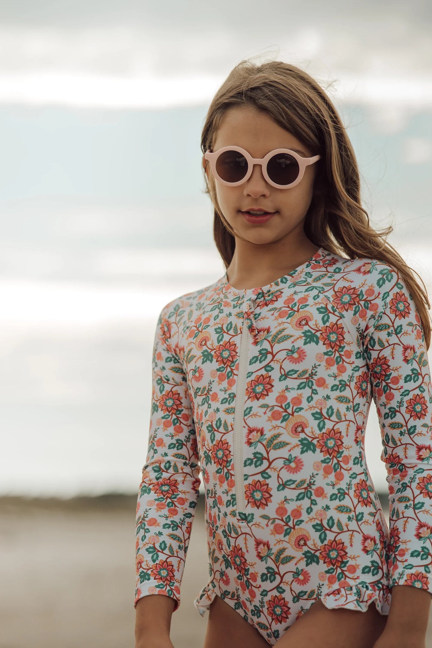 Original Round Sustainable Sunglasses - Bio Based - Bendable - Polarized - Blush Bloom (18M-10Y)