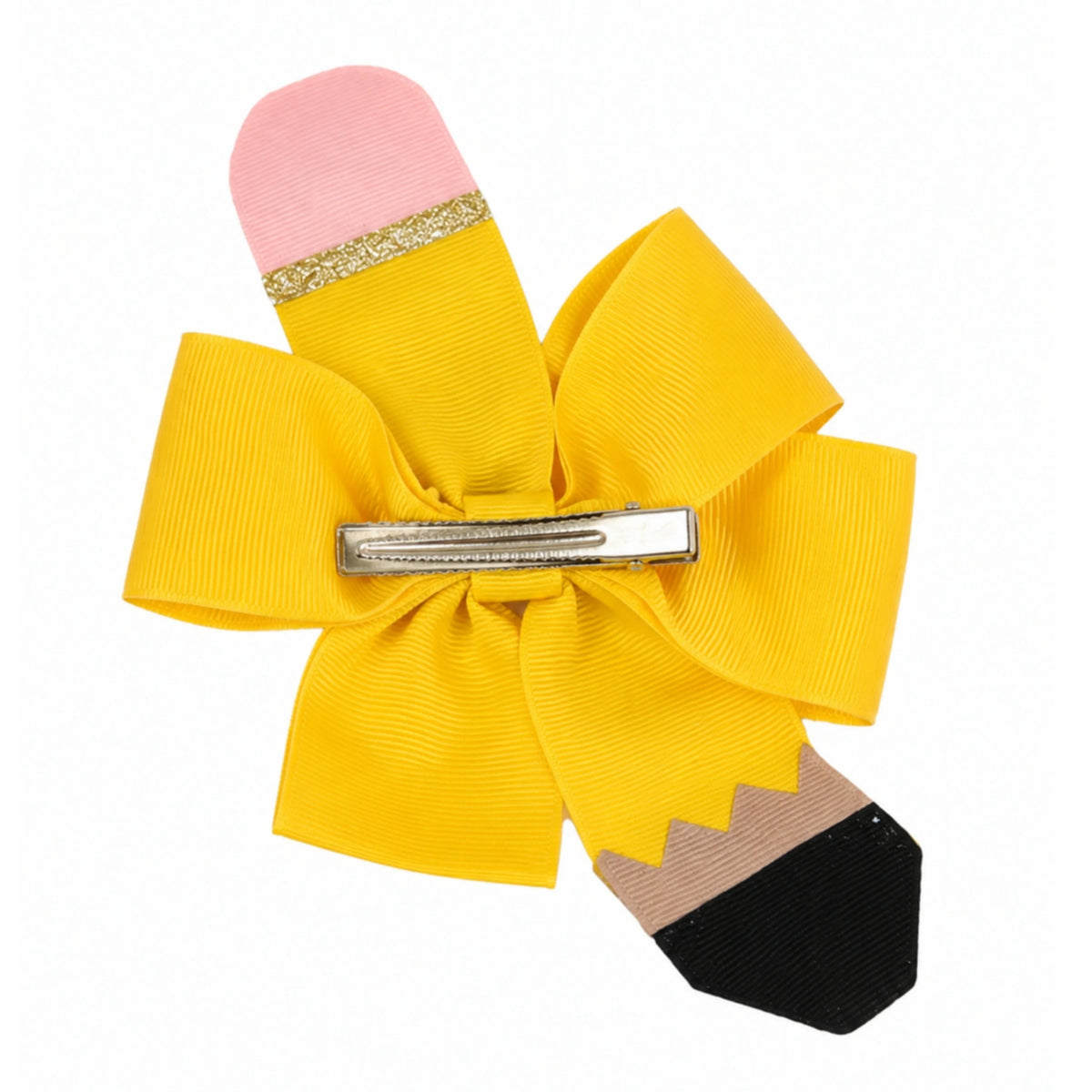 Pencil Back-To-School Hair Bow - Yellow